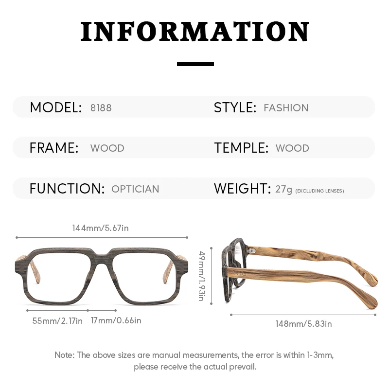 แท็กเฮเซคียี่ห้อ Retro ไม้แว่นตาผู้หญิง 2025 Acetate กรอบแว่นตาผู้ชาย T8188 วงกลมแว่นตาคุณภาพสูงแว่นตา
