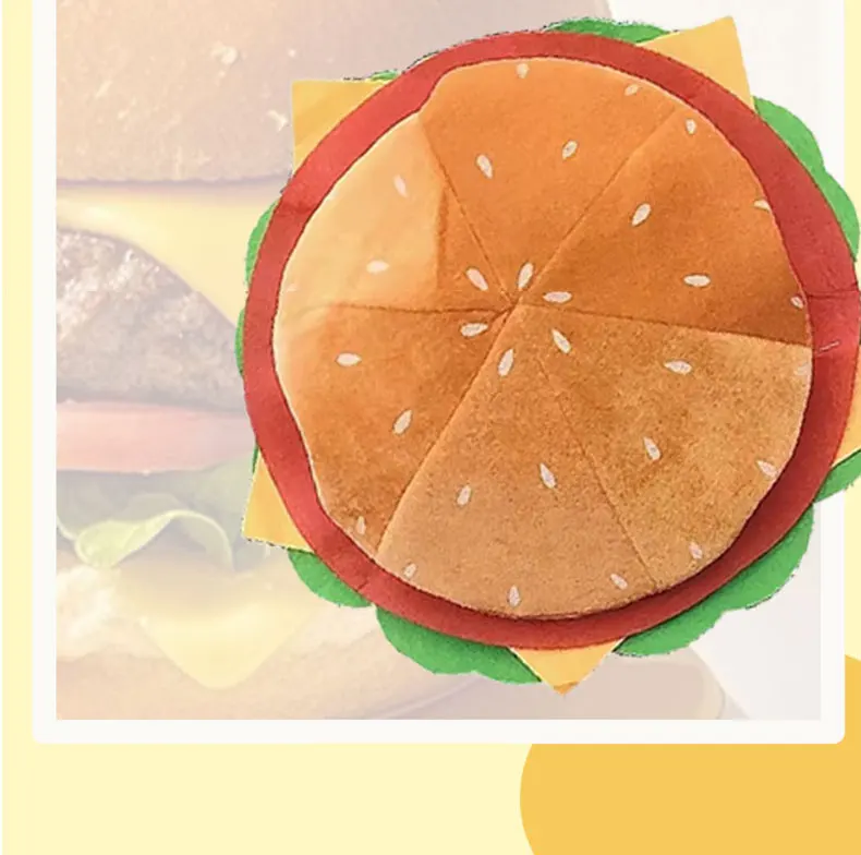 Niedliches, neuartiges Food-Hut-Set, 4-teilig – Hamburger, Pommes Frites, Pizza und Drumstick für Partys, Freizeitkleidung und Geschenke – Detail 4