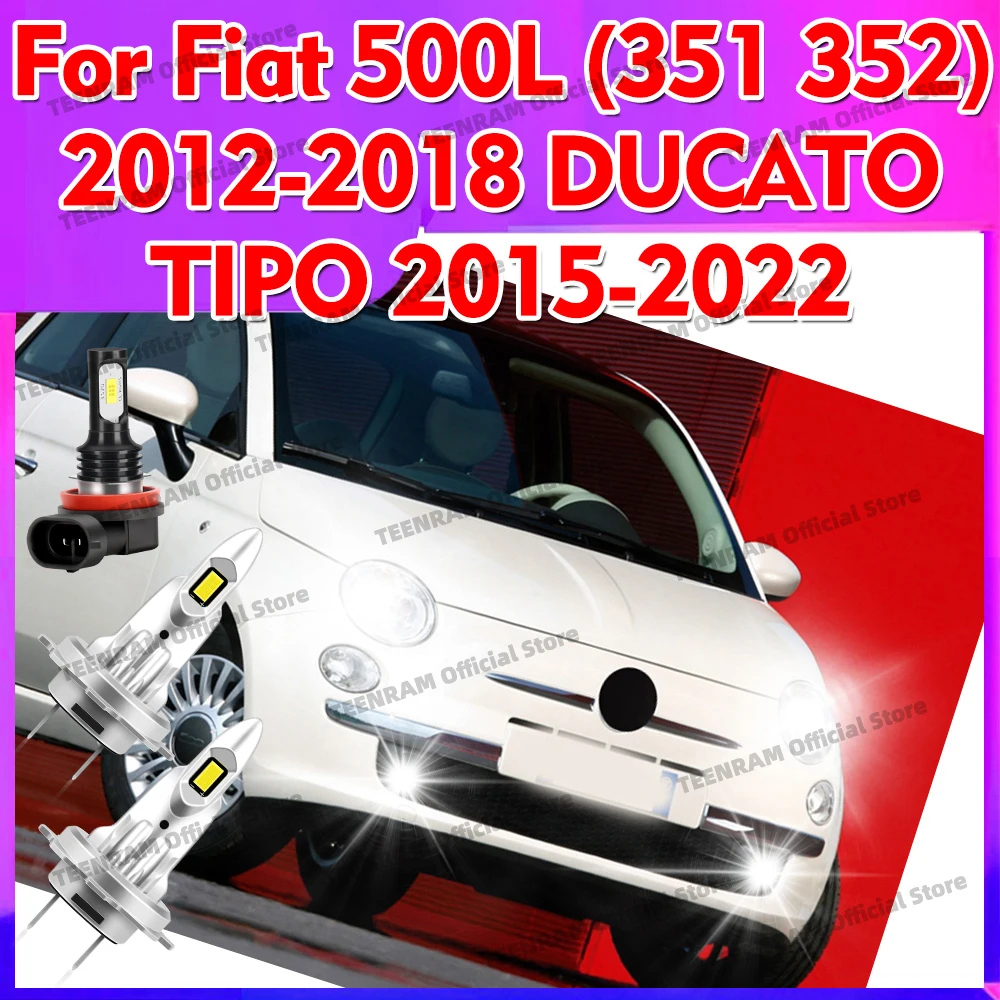 

2/6x LED Headlights 6000K Fog Lamps For Fiat 500L (351 352) 2012-2018 DUCATO TIPO 2015 2016 2017-2022 Car Bulbs 30000LM Headlamp
