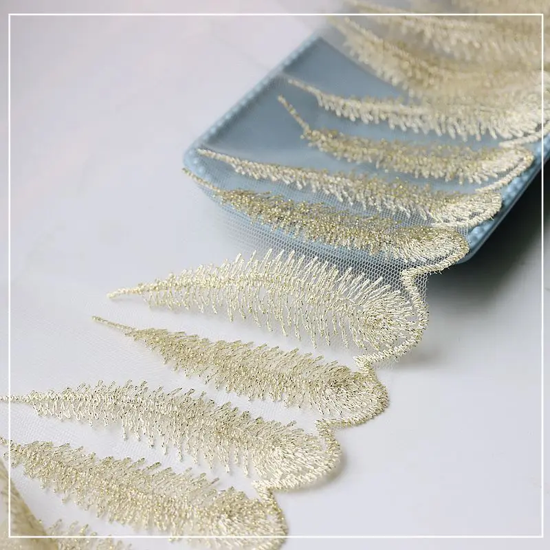 

10 метров, тюлевая кружевная бейка с вышивкой, сделай сам, сексуальное кукольное нижнее белье, аксессуары, ткань, сетка с золотыми перьями, кружево для шитья платья