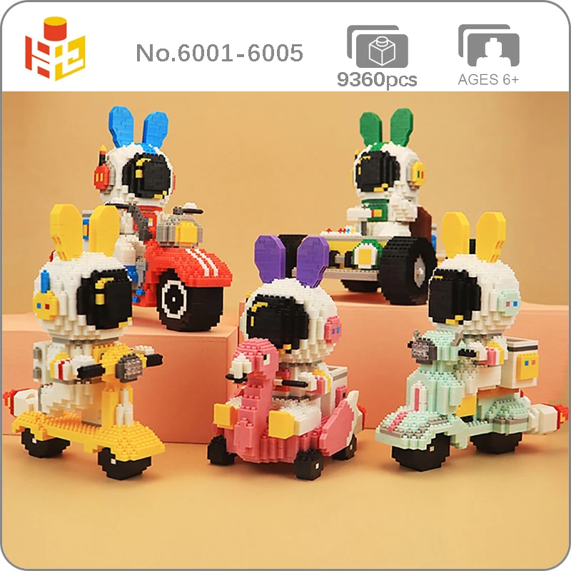 PN Space Rabbit Astronaut Racing Car Rocket Motorcycle Scooter Pet Mini Diamond Blocks Bricks Building Toy for Children no Box