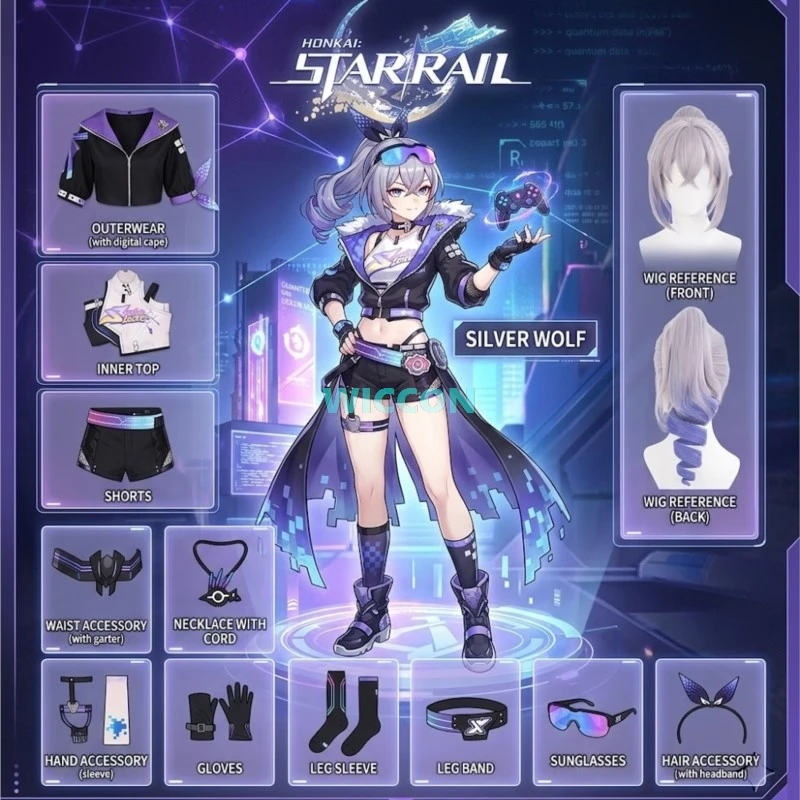 Game Cosplay Series: Honkai: Star Rail -Silver Wolf LV.999/SP Silver Wolf Cosplay Costume full set  Set Halloween  Play Outfit