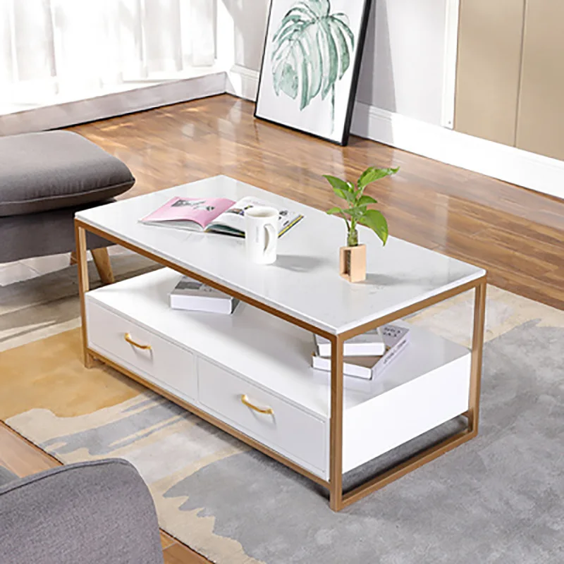 Simple living room sofa marble storage coffee table, small apartment simple household