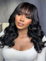 Body Wave Human Hair Wigs With Bangs Short Bob Wig With Bangs Glueless Brazilian Fringe Remy Full Machine Made Wig For Women 180