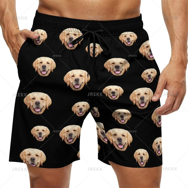 Summer 3D Printing Custom Face Beach Shorts Women Funny Design Pets Swim Trunks Men Fashion Board Shorts Streetwear Short Pants