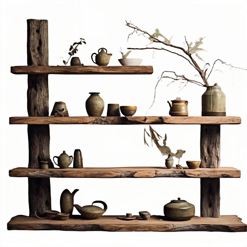 Bogu shelf solid wood storage living room tea room study medieval storage rack display stand