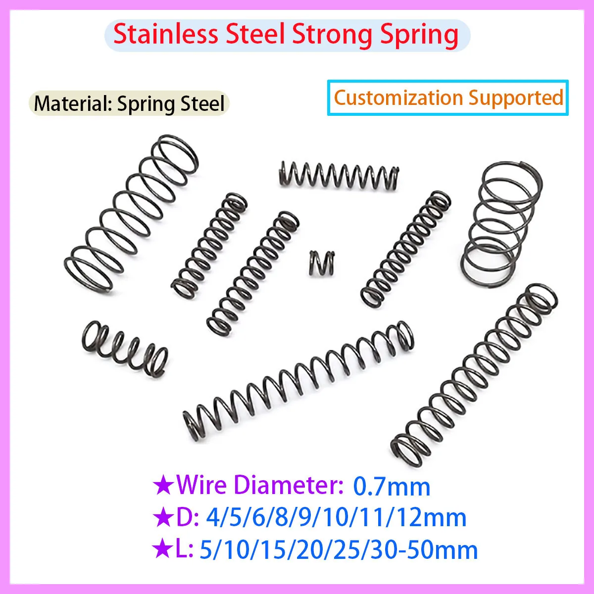 

Spring Steel Return Compression Spring Diameter 4/5/6/8/9/10/11/12mm, Length 5-50mm