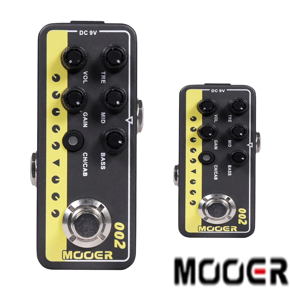 MOOER 002 Uk Gold 900 - Pedal de Efectos para Guitarra con Preamp Digital y Compresor, Sonido Clásico de Rock Inglés, Accesorios para Guitarra