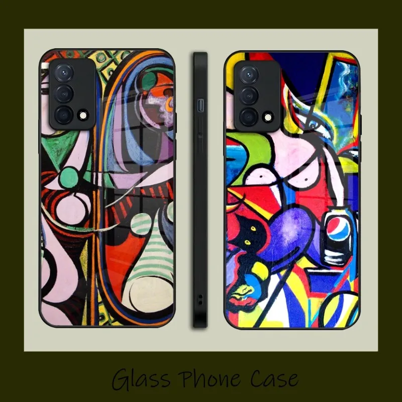 Picasso Abstract Art Painting Phone Case Glass For OPPO A54 A57 A92S A93S A95 FindX3 X3Pro X5Pro K7 K9 Reno 6 6Z 7 7SE 4 4SE 5F