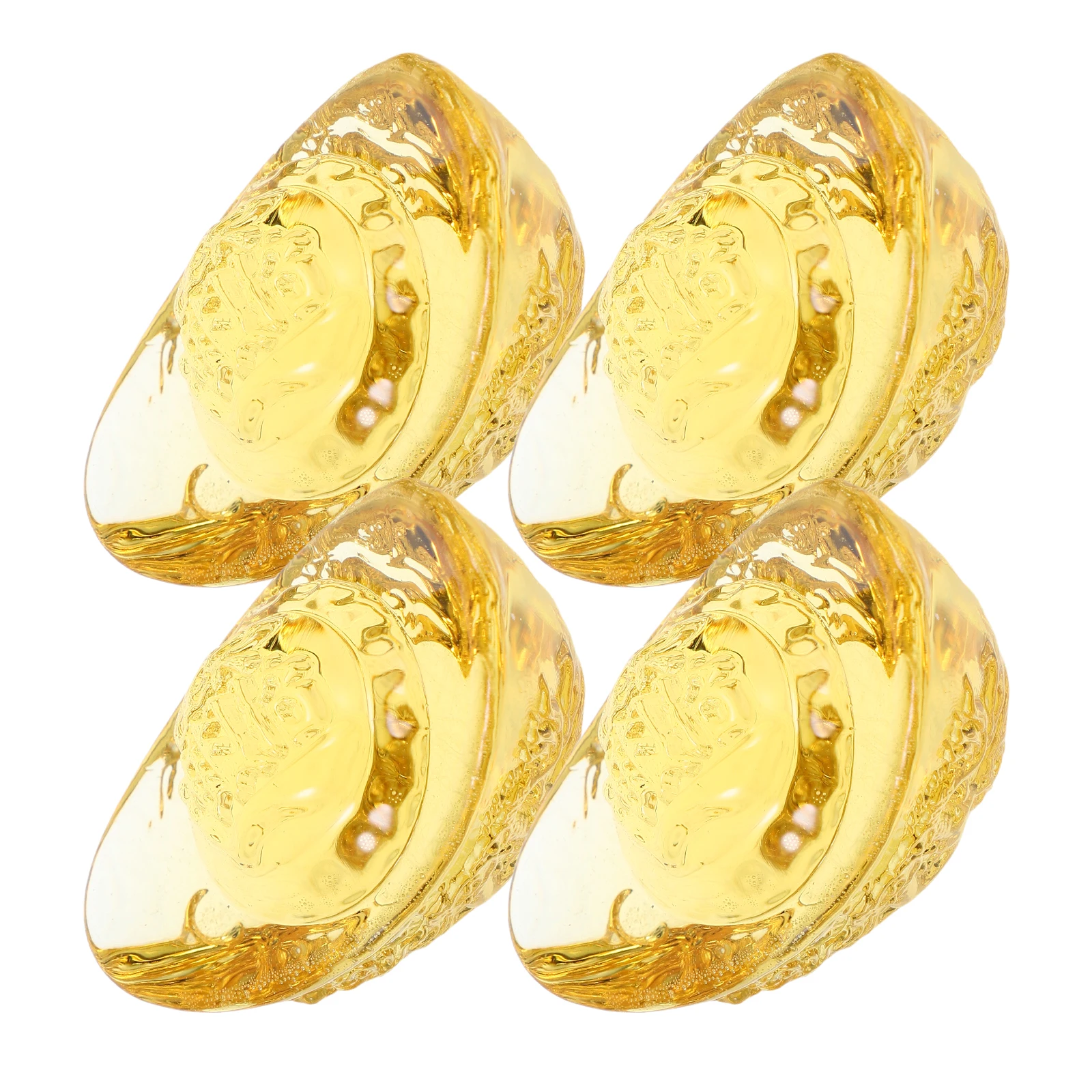 

4Pcs Crystal Yuan Bao Elegant Faux Crystal Home Decor Wealth Symbol Chinese Feng Shui Ornaments Bedroom Table Decoration