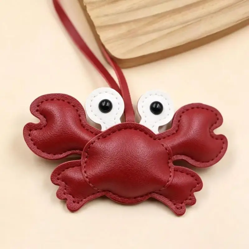 Kreativer Krabben-Schlüsselanhänger aus weichem PU-Leder, Schlüsselring, Hawaii-Reiseandenken, lustiges Geschenk für Taschen- und Autoschlüssel-Dekoration – Detail 7