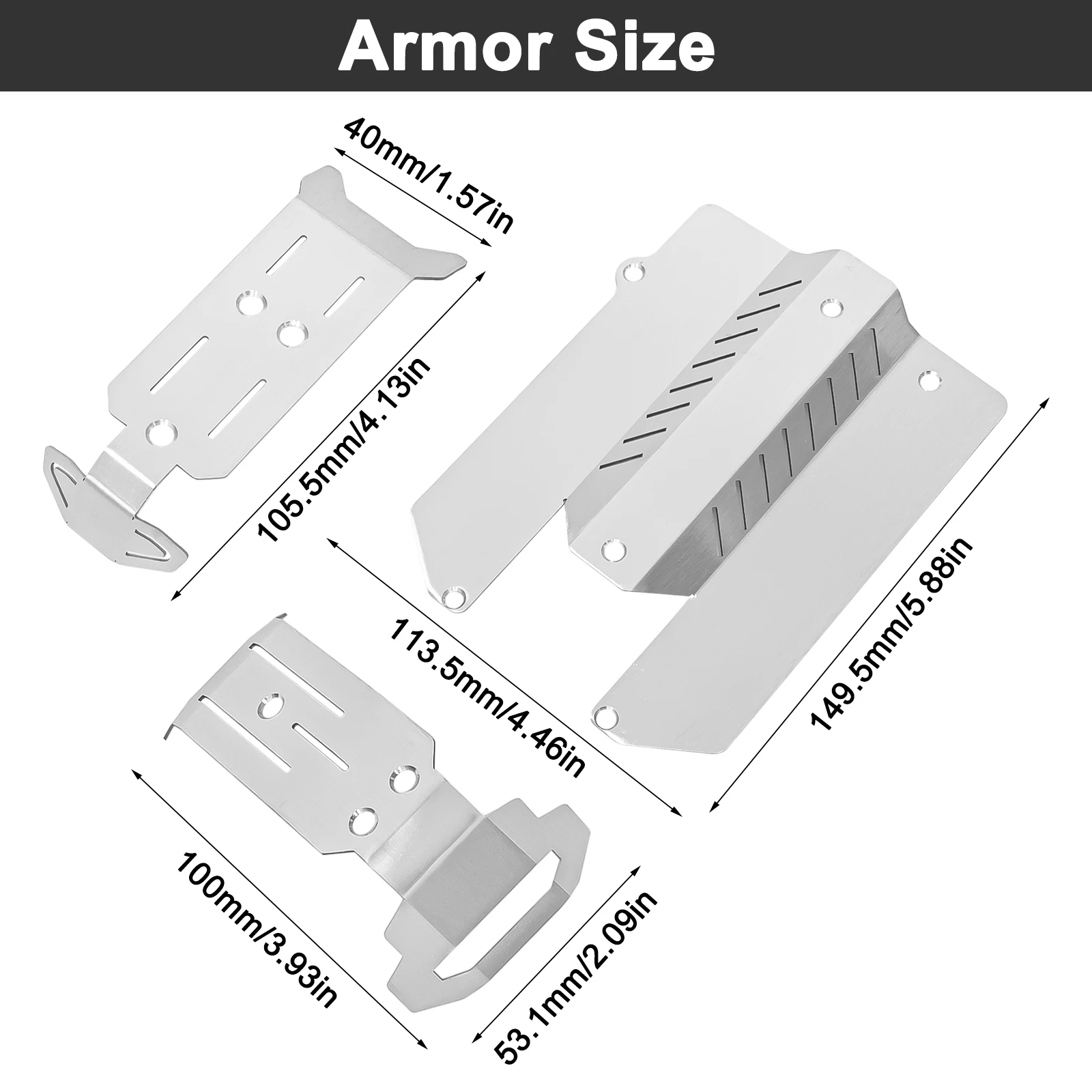 Kit de proteção do chassi da placa antiderrapante de aço inoxidável OKHL para 1/16 Traxxas Mini Maxx 107154-1 e Mini XRT 108076-1 Peças de atualização