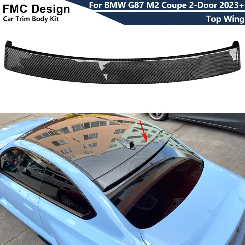 Real Carbon Fiber Top Wing Tail Fins Rear Spoiler For BMW G87 M2 Coupe 2-Door 2023+ Upgrade Body kit Top Wing