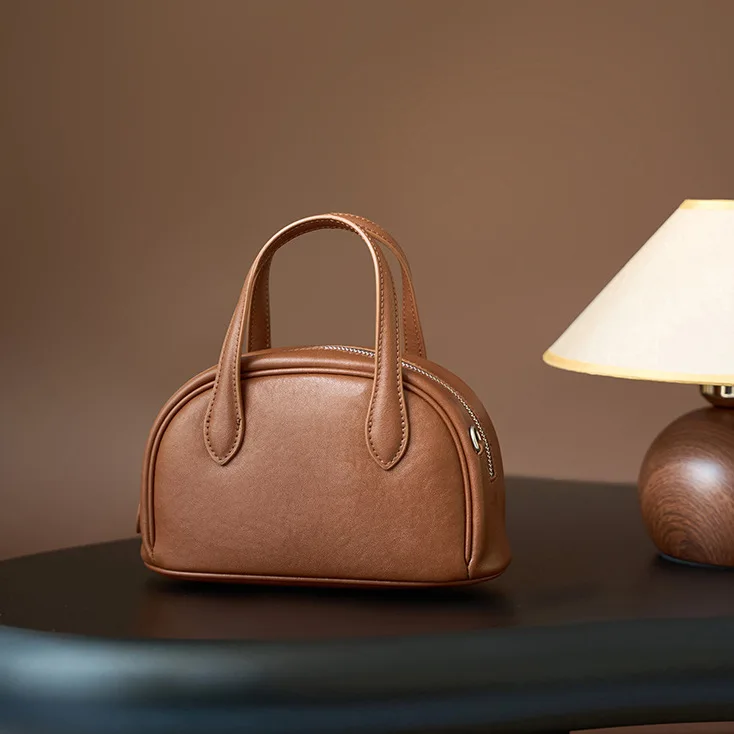 100% جلد طبيعي 2025 T tanned ريترو حقيبة يد نسائية السيدات المألوف التنقل البسيطة Crossbody الفتيات الكتف وسادة حقيبة #4