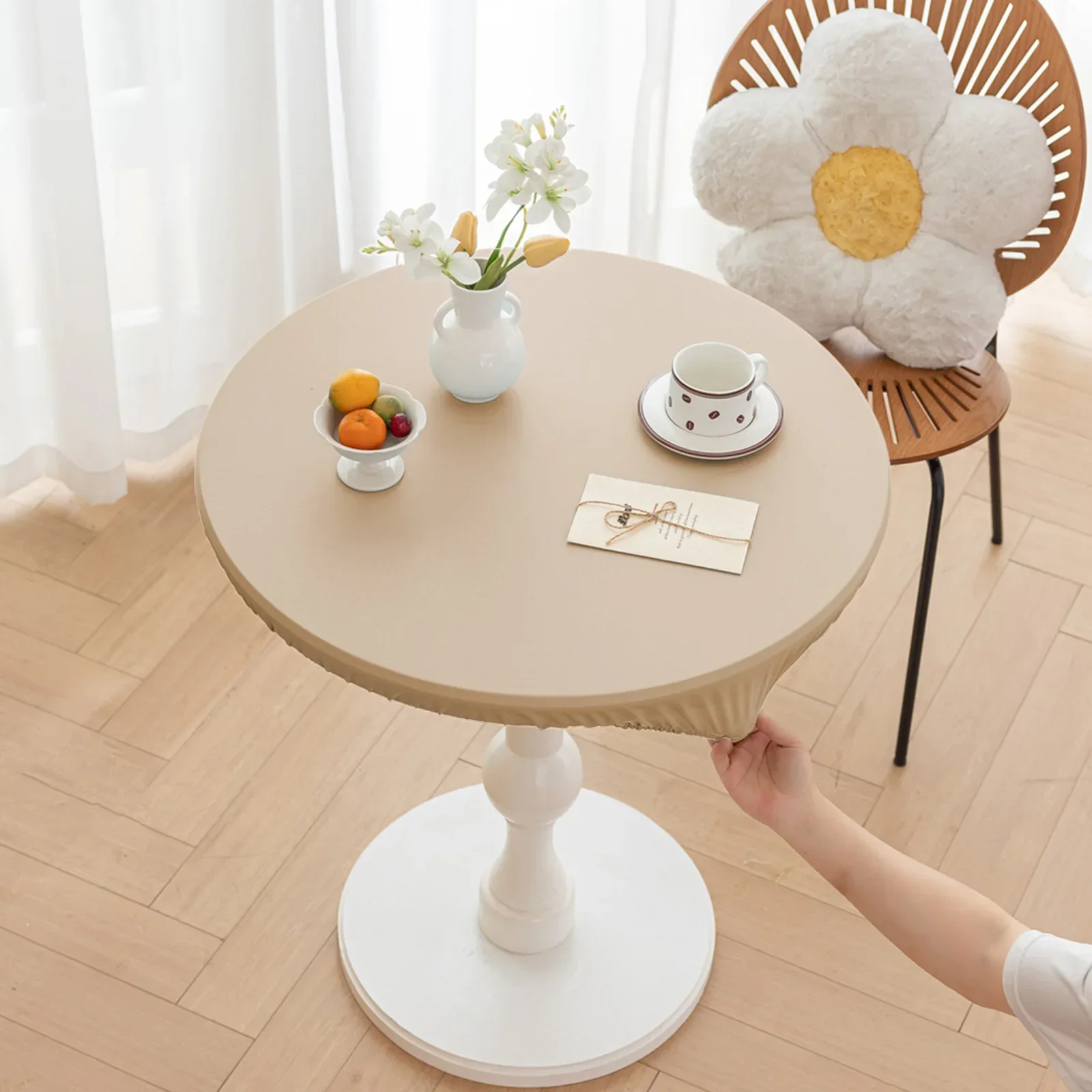 Waterproof Round PU Leather Oilproof Tablecloth Dining Table Cover Solid Table Mat Coffee Table Dustproof Tablecloth Tablecover