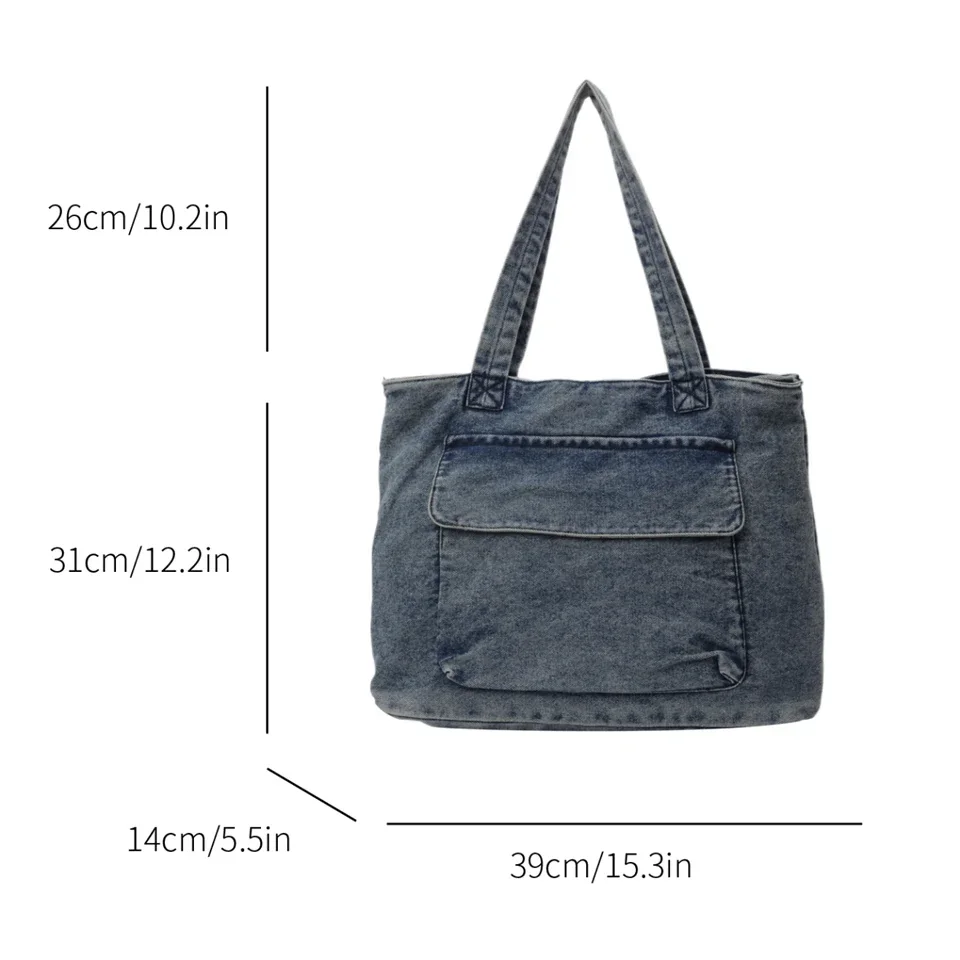 Big Denim Women\'s Bag 2024 New Jeans Tote Bag Y2K Canvas Shoulder Bag School Eco Bag Korean Shopping Female Commuter Handbag Sac