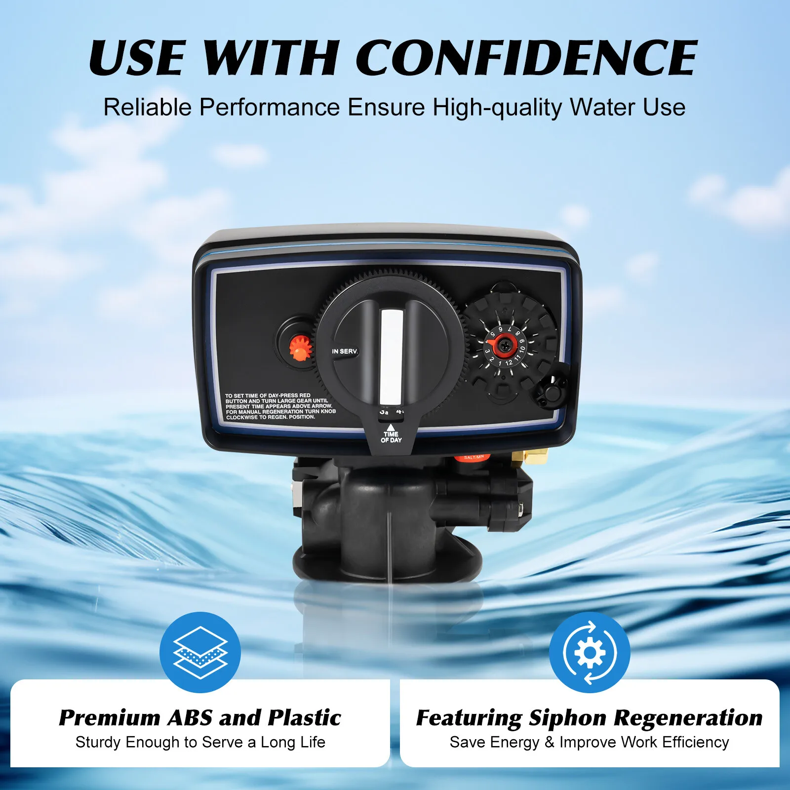 Électrovanne 110V Automatic Water Softener Control Valve 2T/H Top Mount Time Clock Regeneration Valve for Whole House System Eau et vapeur — détail 3