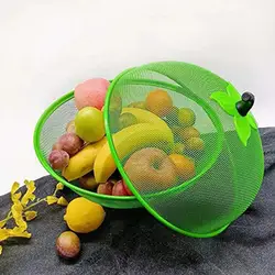 Mesh Fruit Basket With Lid Portable Drain Basket Metal Wire Fruit Bowl Large Capacity Vegetables Fruit Holder Kitchen Gadgets