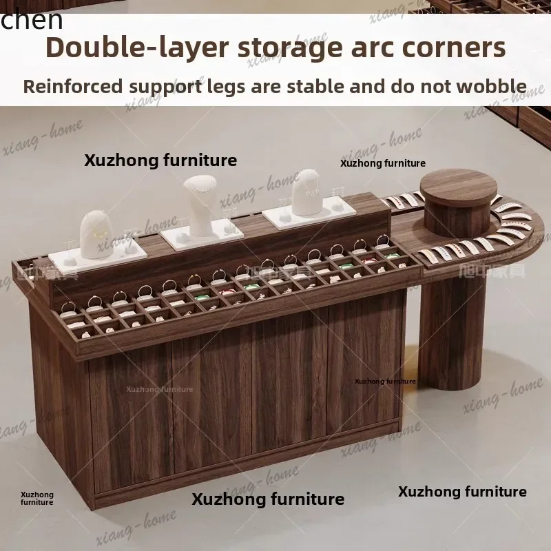 Solid Wood Double-Sided Jewelry Store Display Cabinet Necklace Jewelry Earring Display Rack