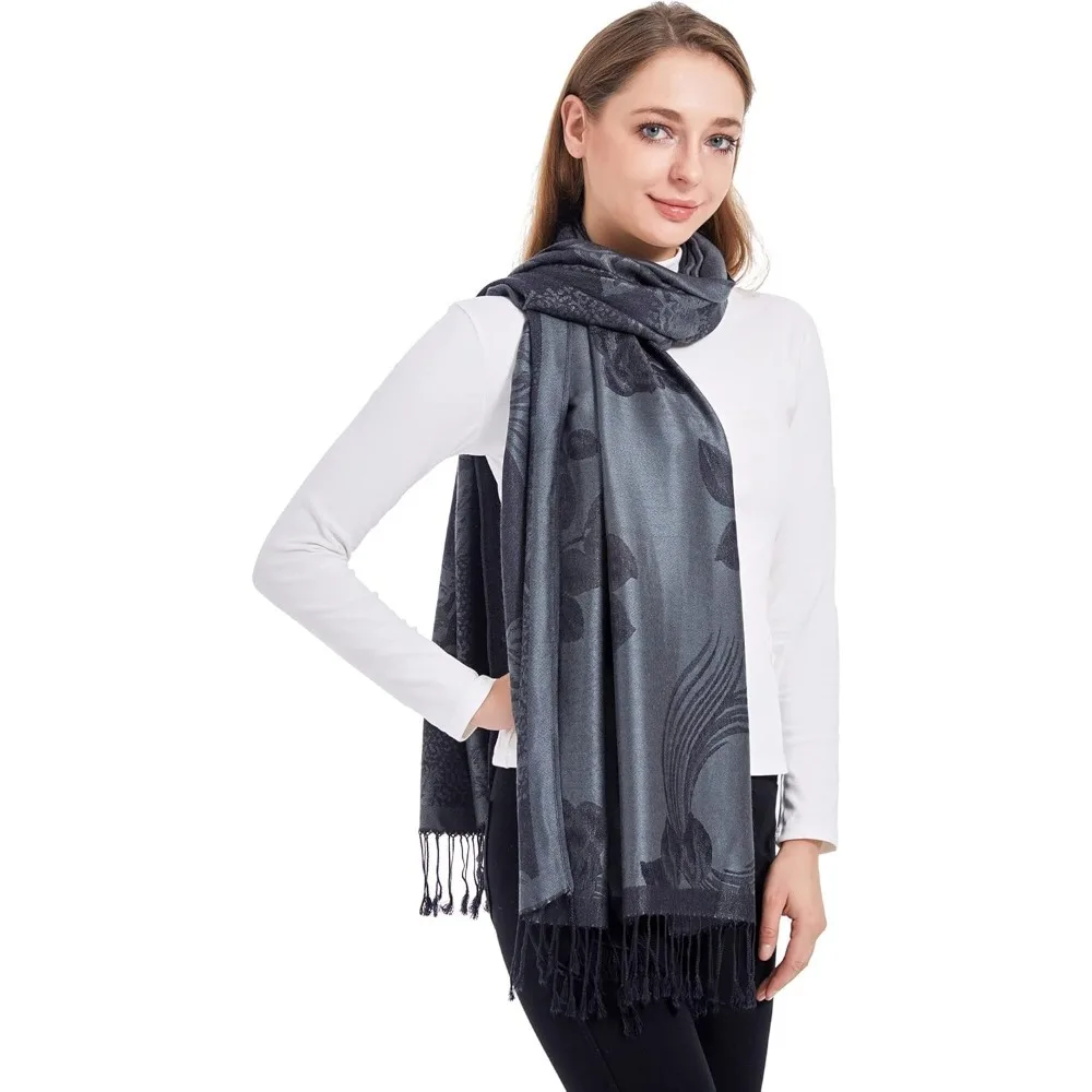 Jedwabisty szal pashmina w paisley, miękki damski szal żakardowy rave, chusta pashmina
