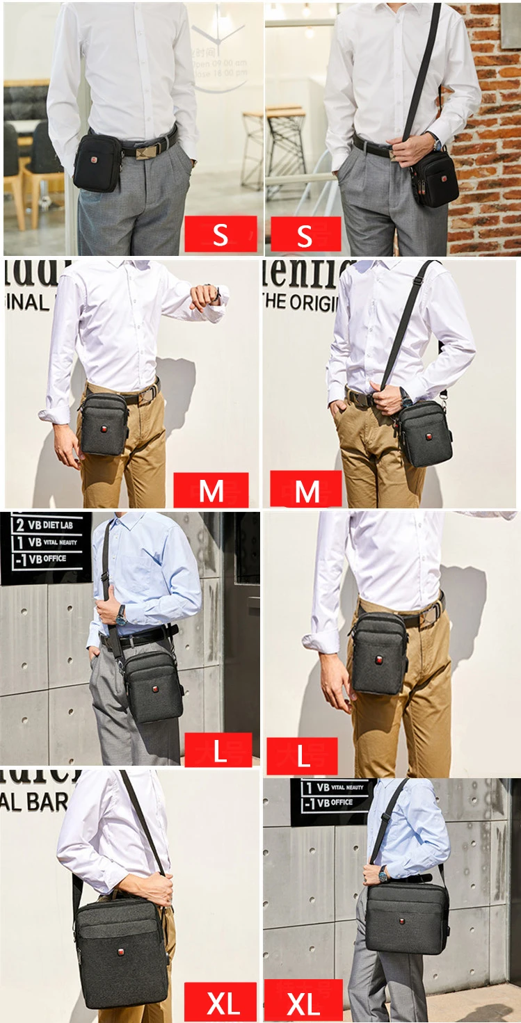 Men's Shoulder Waist Bag All Including Shoulder Straps Business Simple Canvas Trendy Fashion A4 Book Horizontal Crossbody Bag