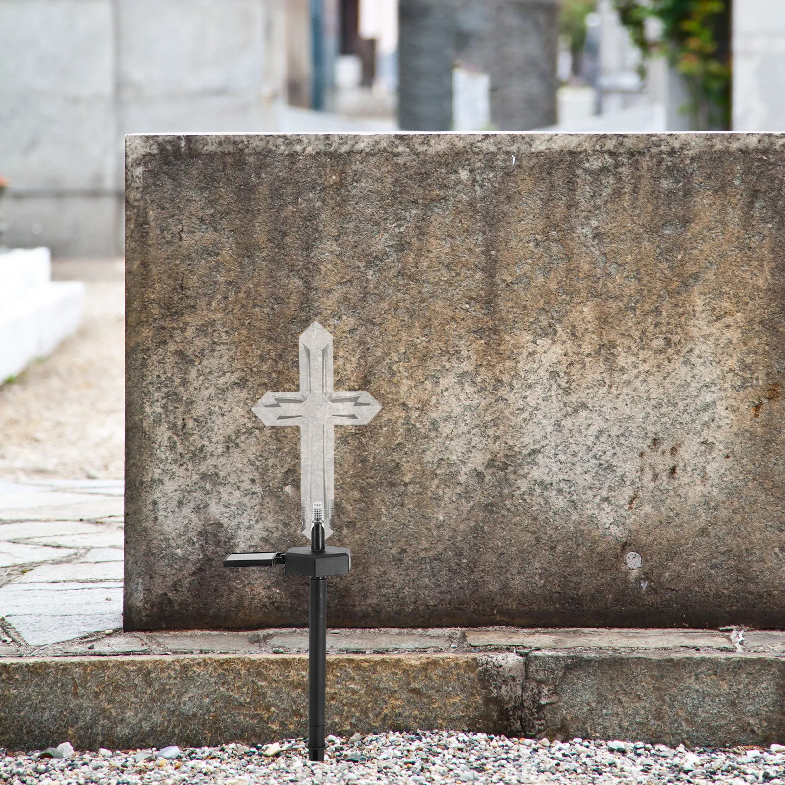 

Grave Solar Lights for Cemetery Solar Light Cross Outdoor Garden Stake Lamp Bright LED Auto on Off Dusk to Dawn Function