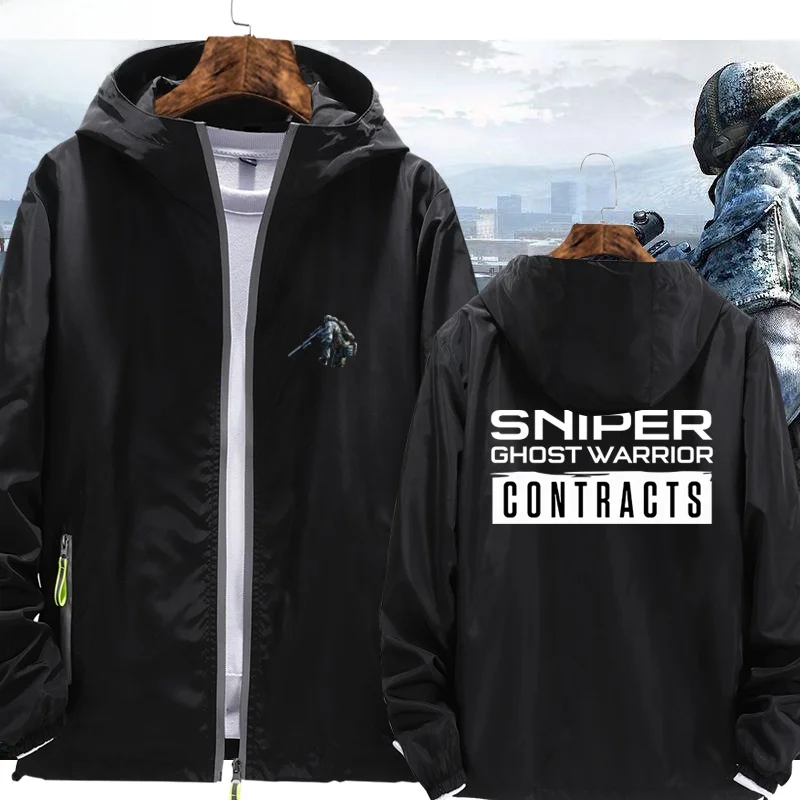 

Куртка с капюшоном на молнии в стиле игры Sniper Ghost Warrior, повседневная верхняя одежда из полиэстера с геометрическим узором, приталенный крой