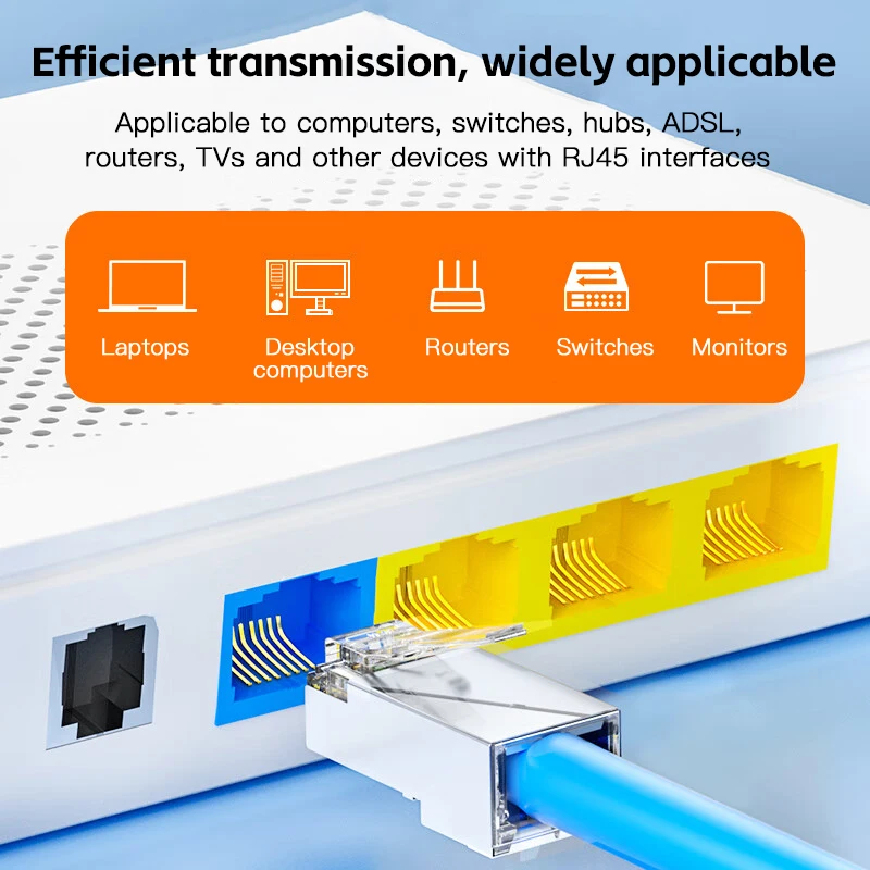 Cat6 Pass Through RJ45 Shielded Connectors Crystal End Gold-Plated 8P8C Crimp UTP Ethernet Modular Plug