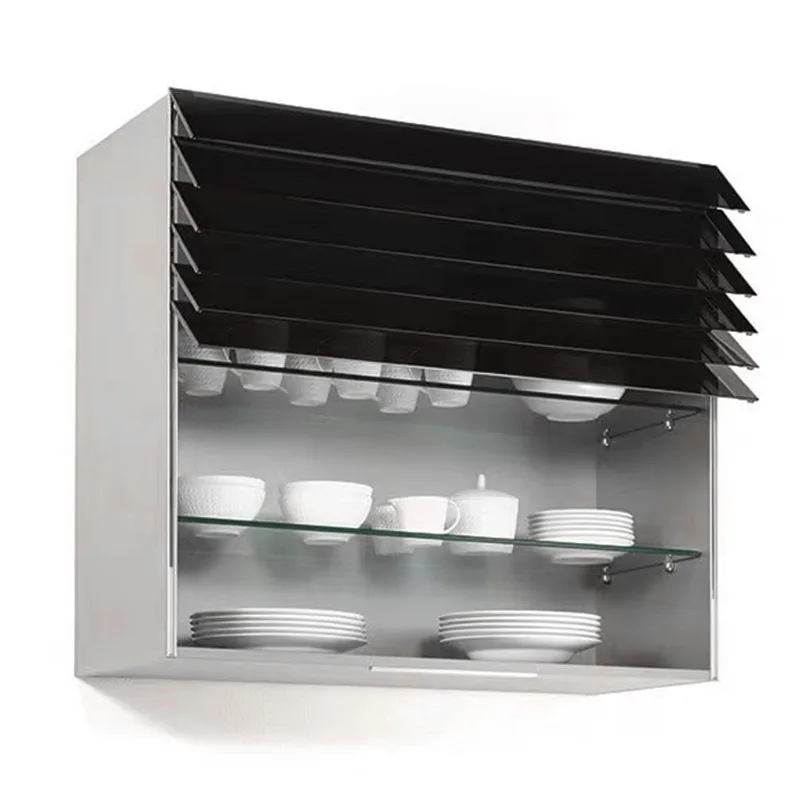 

Electric Future Blinds Automatic Folding Glass Door Cabinet Kitchen Bathroom Shelf Intelligent Lifting Hanging Cabinet