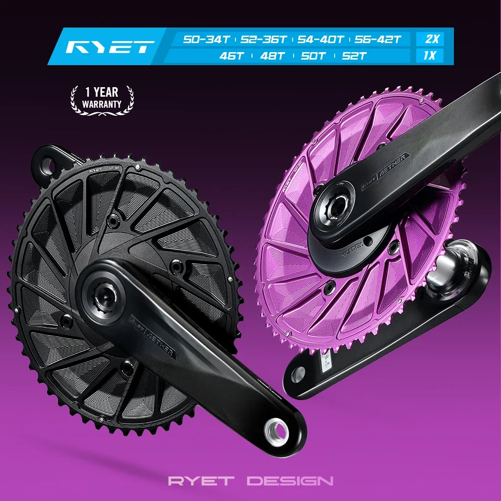 AliExpress RYET Aero Road Bike Chainring | Multiple Sizes 50-34T to 56-42T | 1x & 2x 11/12 Speed | Lightweight For Road & TT Bikes