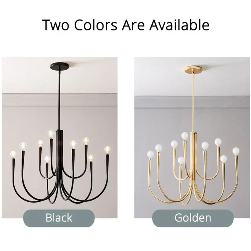 Modern Gold Chandelier Nordic Dining Table Hanging Lamp for Living Room Kitchen Restaurant Lustre Metal LED Chandelier Lighting