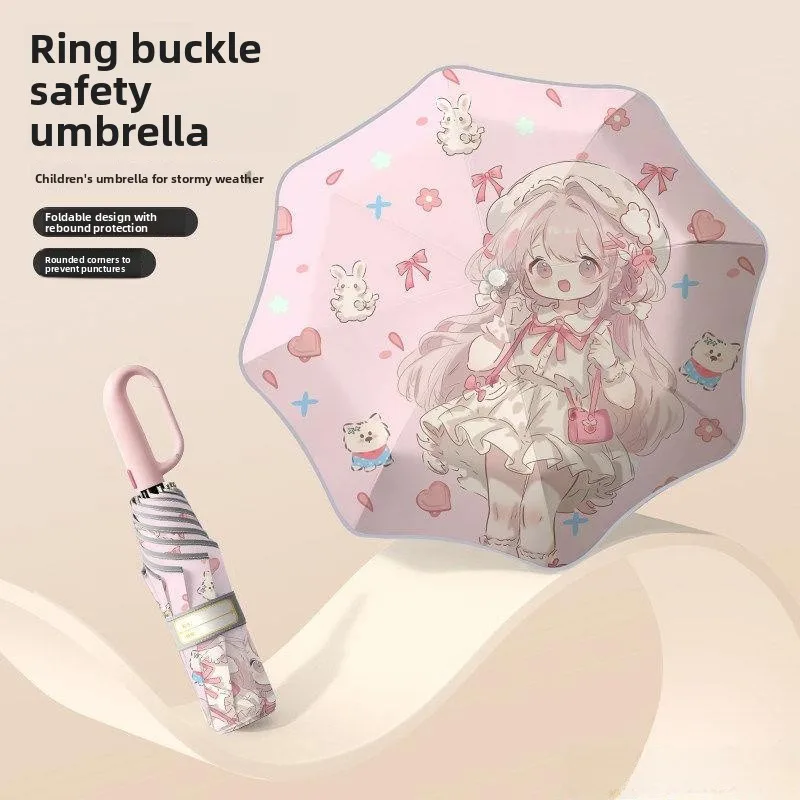 

Автоматический детский зонт для школы, с закругленными углами, защита от отскока, унисекс, для солнца и дождя, усиленная защита от солнца