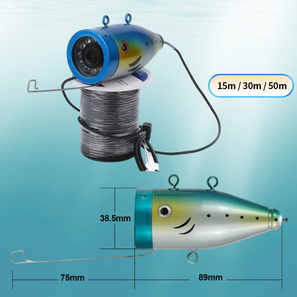 كاميرا صيد تحت الماء - شاشة 7 بوصة، 15 مصباح LED أبيض و15 مصباحًا بالأشعة تحت الحمراء، بطارية 4500AH لصيد الجليد/البحر/النهر