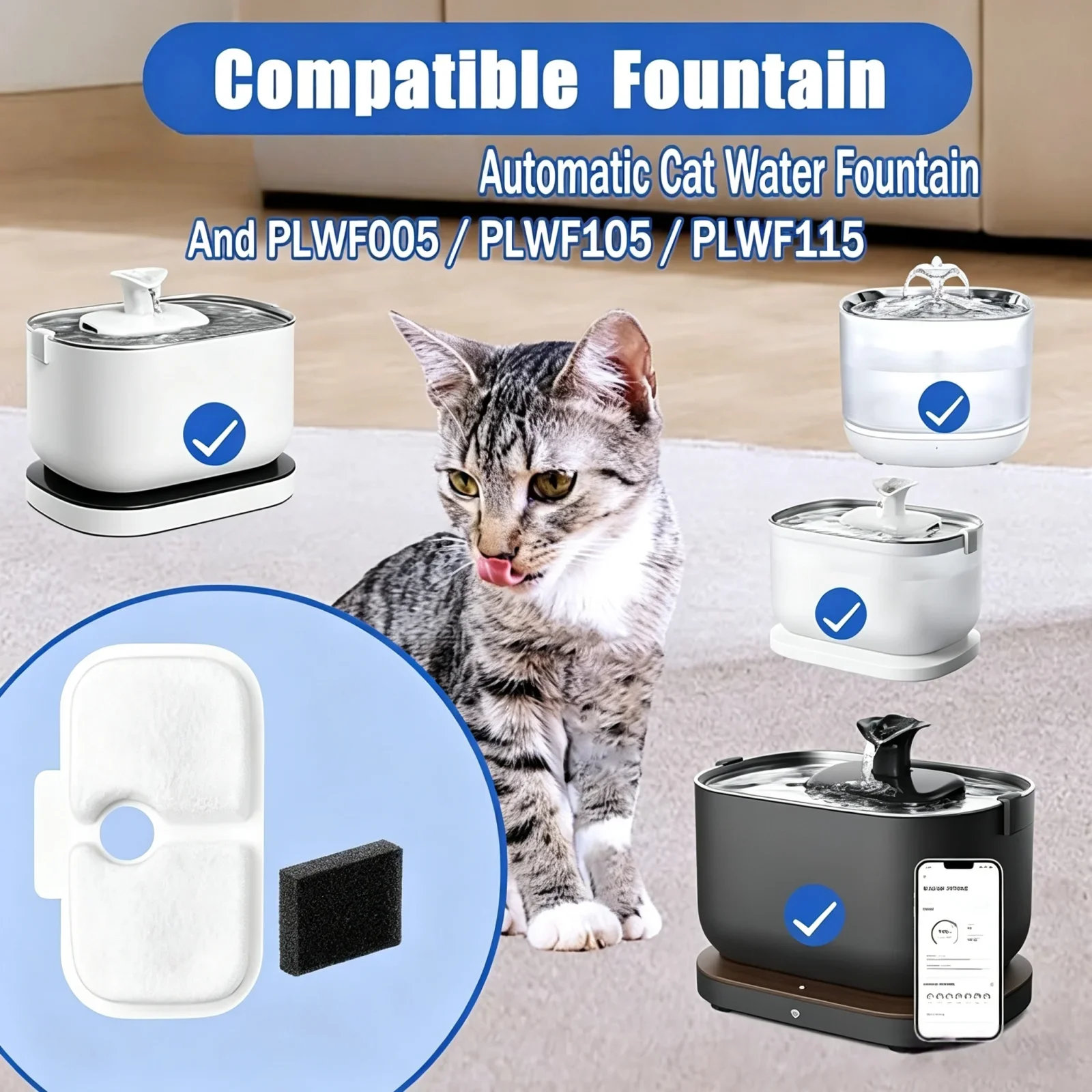 12er-Pack Katzen- und Hunde-Wasserbrunnenfilter, kompatibel mit Wasserbrunnen, Ersatzfilter für PLWF106/PLWF116/PLWF115/PLWF105 – Detail 8