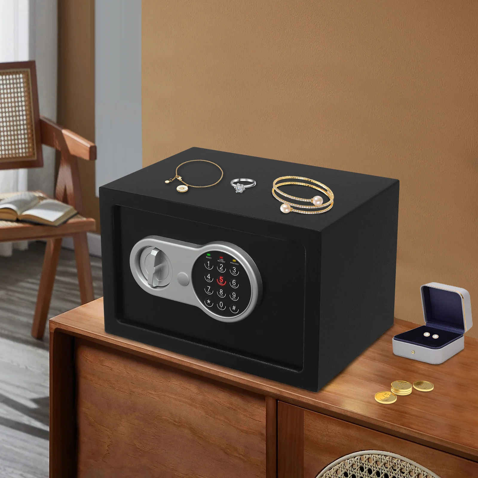 

Стальной сейф Сейф с цифровым замком и ключами 31*20*20 см