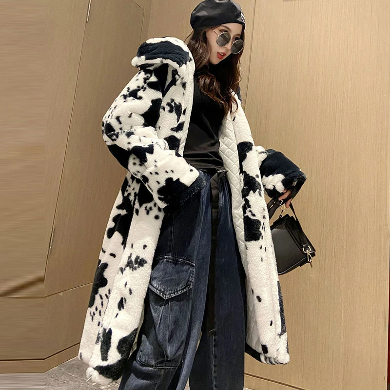 2023 Winter Women New Fur Coat Faux Fur Coat Female Loose Thick Warm Hooded Female Jacket