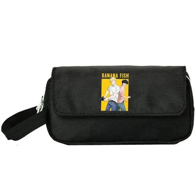 

2-слойный, черный, банановая рыбка, пенал в стиле аниме, сумка для ручек, пенал для студентов, детей, подростков, школьные принадлежности для девочек и мальчиков