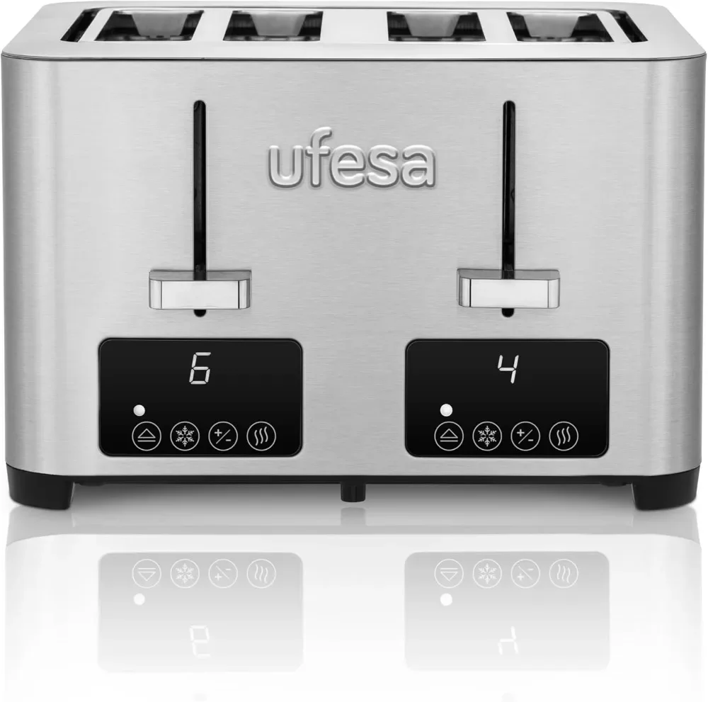 Ufesa Quartet Delux Tostador de 4 Ranuras Cortas y Anchas, 850W, 7 Niveles, Función Recalentar, Descongerlar y Cancelación