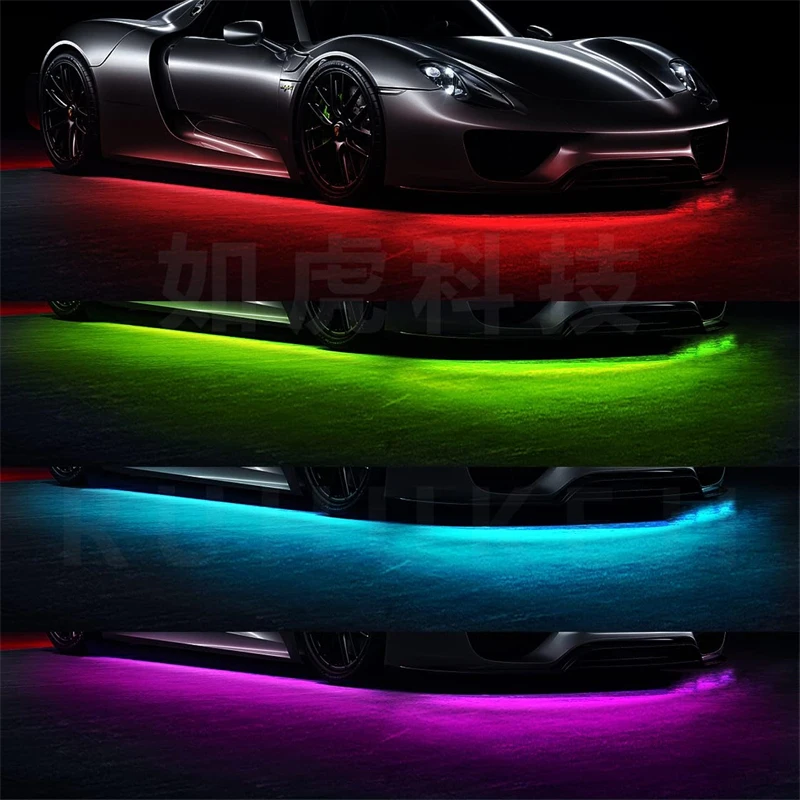 Car Flexible Underglow Strip Light LED Underbody Remote APP Control RGB Neon Lights Atmosphere Lamp for Auto Decoration