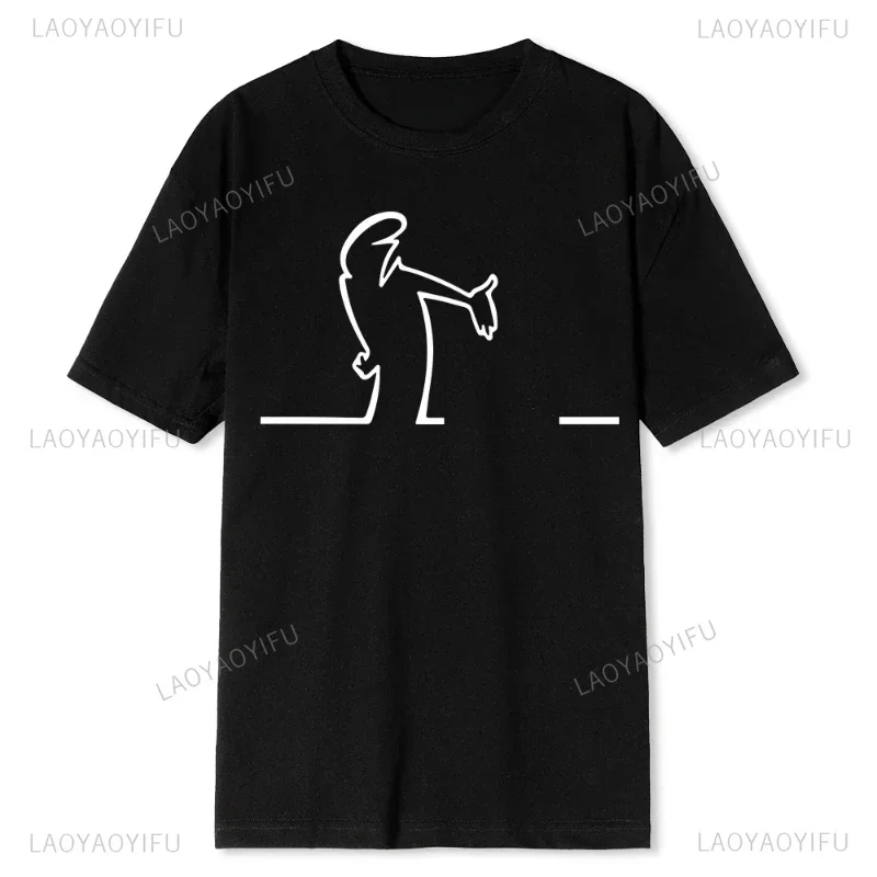La Linea Walking koszulka unisex linia Osvaldo Cavandoli TV oryginalna koszulka z okrągłym kołnierzykiem indywidualność T Shirt drukuj Y2k Streetwear