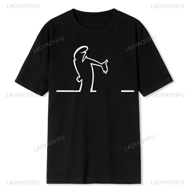 La Linea Walking koszulka unisex linia Osvaldo Cavandoli TV oryginalna koszulka z okrągłym kołnierzykiem indywidualność T Shirt drukuj Y2k Streetwear