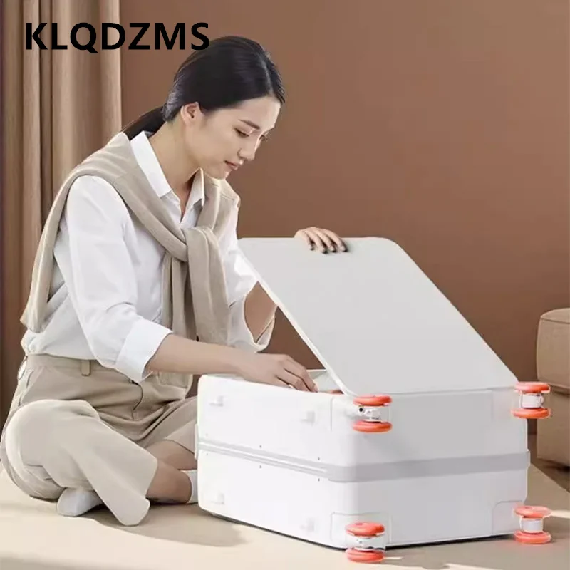 KLQDZMS High Quality Suitcase 20"24 Boarding Box Large Capacity PC Trolley Case Multi-function Front Opening Laptop Luggage