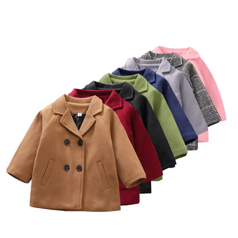 Children\'s Outerwear Plaid Wool Coat Spring Autumn Jacket Girl Boys Clothes Winter Jacket for 2 To 6 Years Boys Clothes