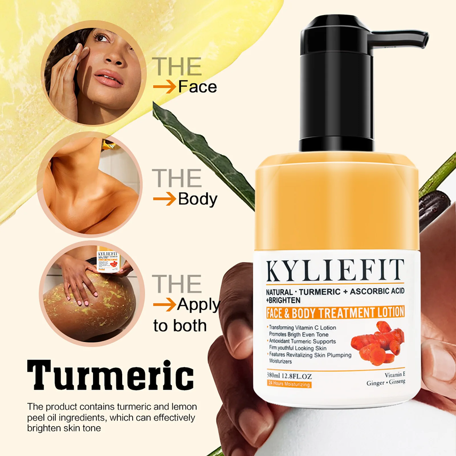 

KYLIEFIT Turmeric Body Cream, Glow Boosting Moisturizer, antioxidant, & Skin Repairing, For Normal, Dry, Oily & Combination Skin