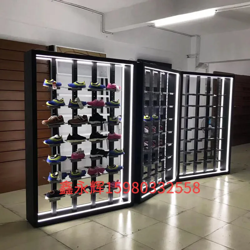 Shoe store shoe rack new sports shoe display rack double-sided  double-sided  rack with light