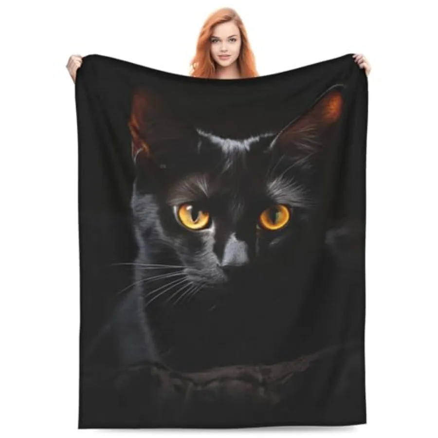 

Cute Black Cat Blanket Gifts for Cat Lovers Girls Women Animal Kitten Flannel Throw Blankets for Home Couch Bed Sofa Soft Fuzzy