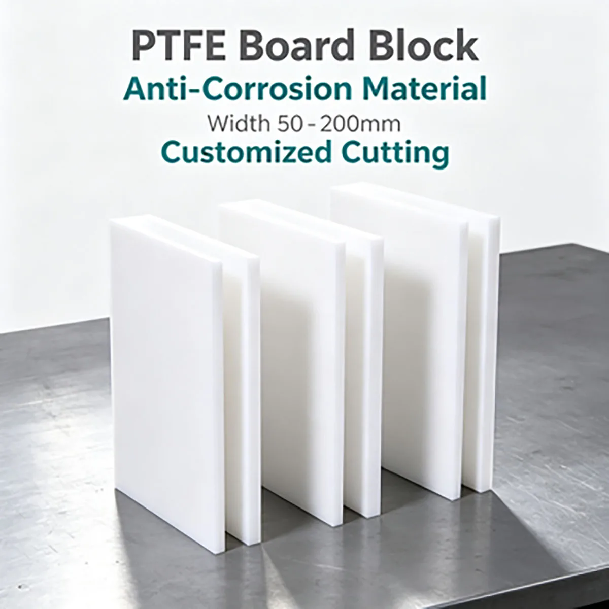 High Temperature Resistant PTFE Sheet, Anti‑Corrosion PTFE Square Plate Block, 50‑200mm Width Customizable Polytef Panel