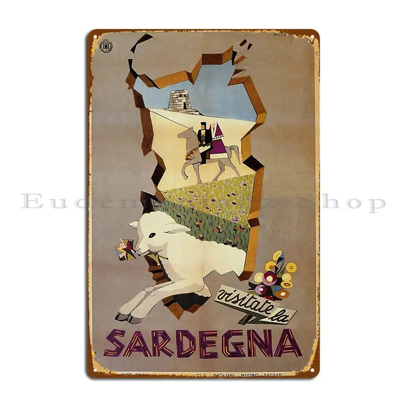 Visit Sardinia Vintage Italian Travel Ad Metal Signs Club Cinema Iron Rusty Wall Decor Tin Sign Poster