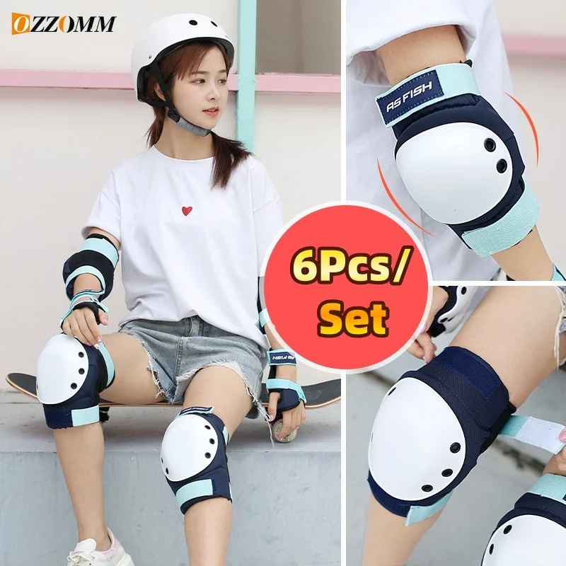 6PCS/Set Adult Knee Pads Elbow Pads Wrist Guards Helmet Protective Gear Set for Roller Skating, Skateboarding, Cycling