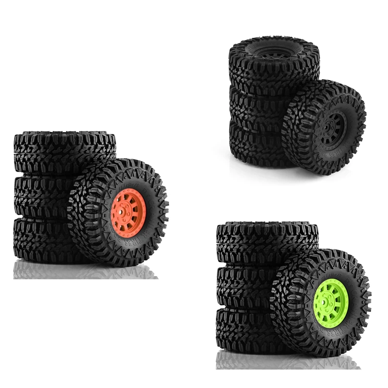 

4 шт., 110 мм, колеса, шины для 1/10 RC Rock Crawler Axial SCX10 SCX10 II 90046 TRX4 RC4WD D90, запасные части для радиоуправляемого автомобиля, зеленый